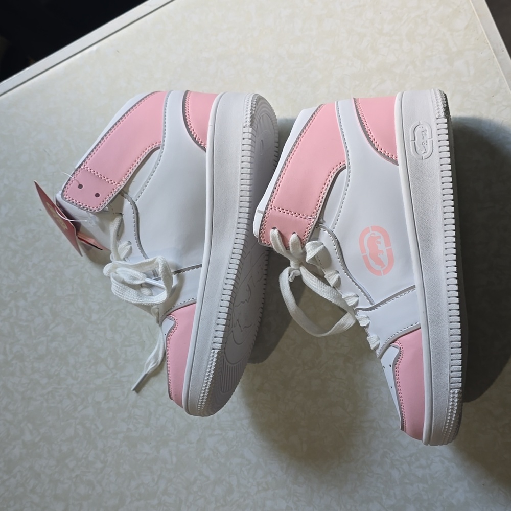 Red Rhino Brand HighTop Sneakers Pink and White NWT Size 1 - Picture 4 of 16